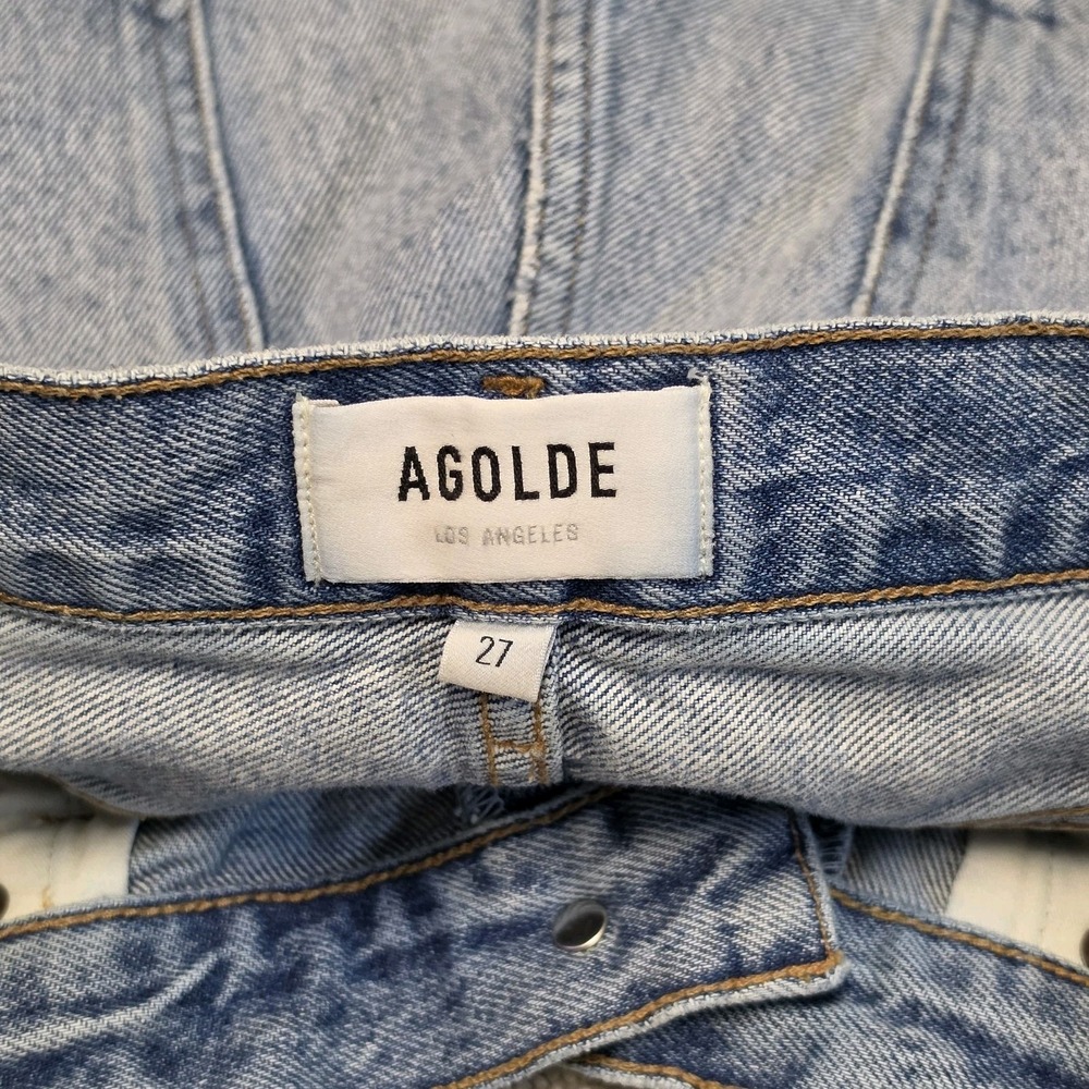 AGOLDE Rumi Denim Cutoff Shorts 27 Cutoff 6" Frayed Bermuda Light Wash Preppy - Picture 4 of 8